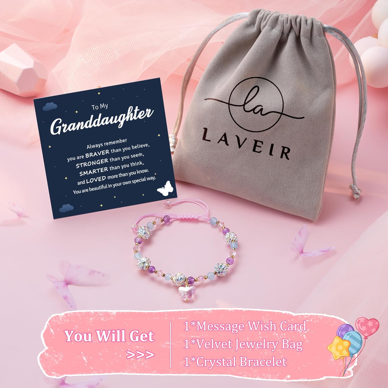 Butterfly Crystal Bracelet for Daughter Granddaughter Niece, Valentine's Day Birthday Graduation Back to School Christmas Gifts - Image 7