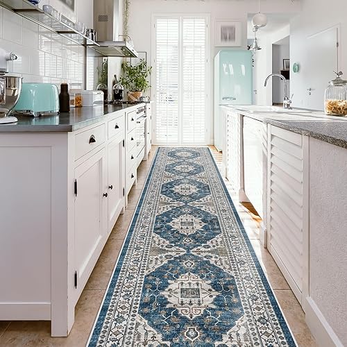 Miniatura 2 de Alfombra lavable para pasillo, alfombra de cocina de 2 pies 6 x 14 pies, alfombra para entrada, alfombra suave vintage para piso, alfombra