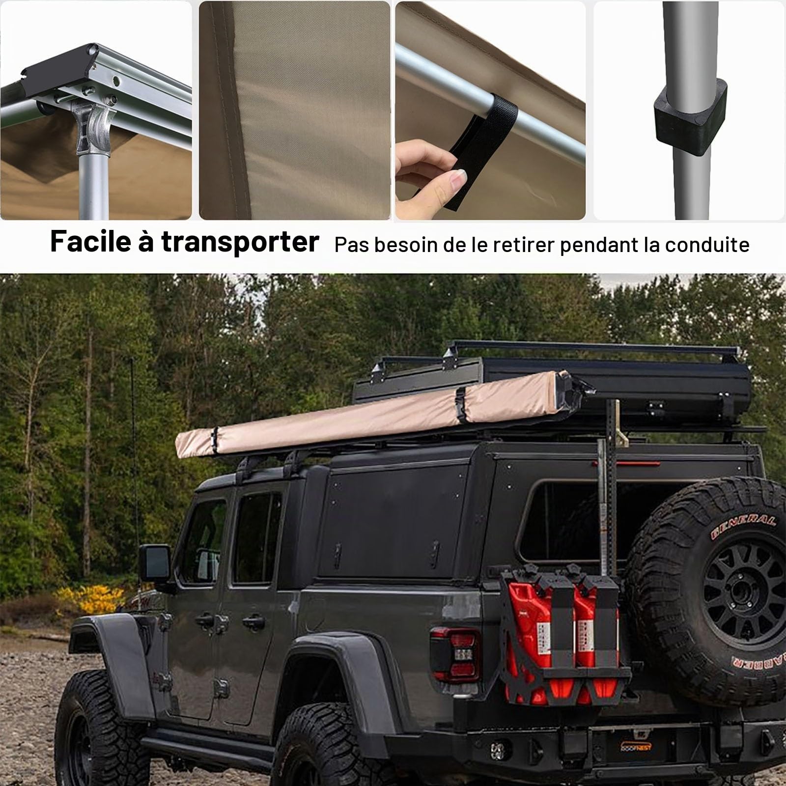 Tentes de Toit Bâche de Camping pour Auvent de Voiture Portable, Auvent Latéral de Voiture Rétractable Extérieur, Auvent de Voiture Polyvalent pour Camping-Car(Size:160x250cm/5.2x8.2ft)