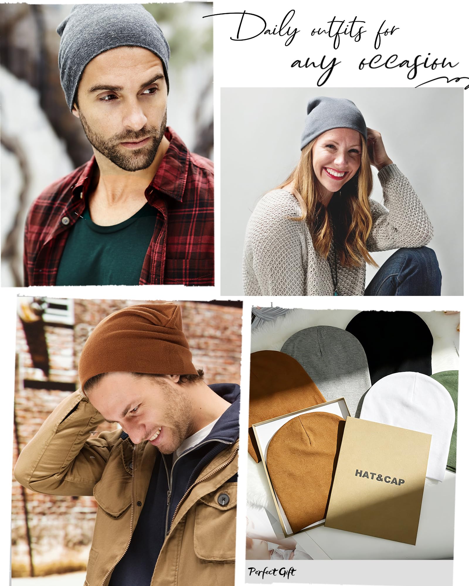 choshion Thin 100% Cotton Fine-Knit Beanie Hat-Lightweight Ultra Soft Slouchy Daily Cuffed Beanies Hats Chemo Skull Cap — view 6