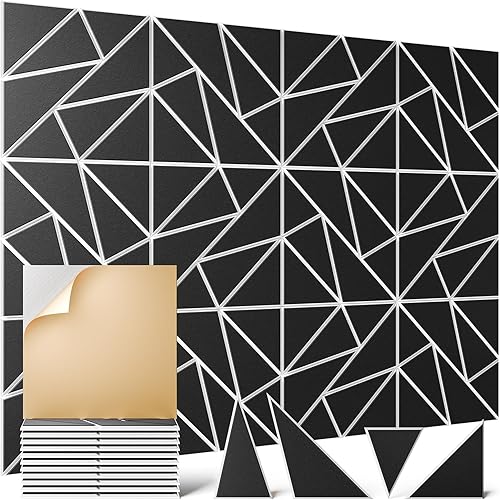Miniatura 8 de 12 paneles acústicos autoadhesivos, paneles de espuma a prueba de sonido de 12 x 10 x 0.4 pulgadas para paredes, paneles de pared hexagonales