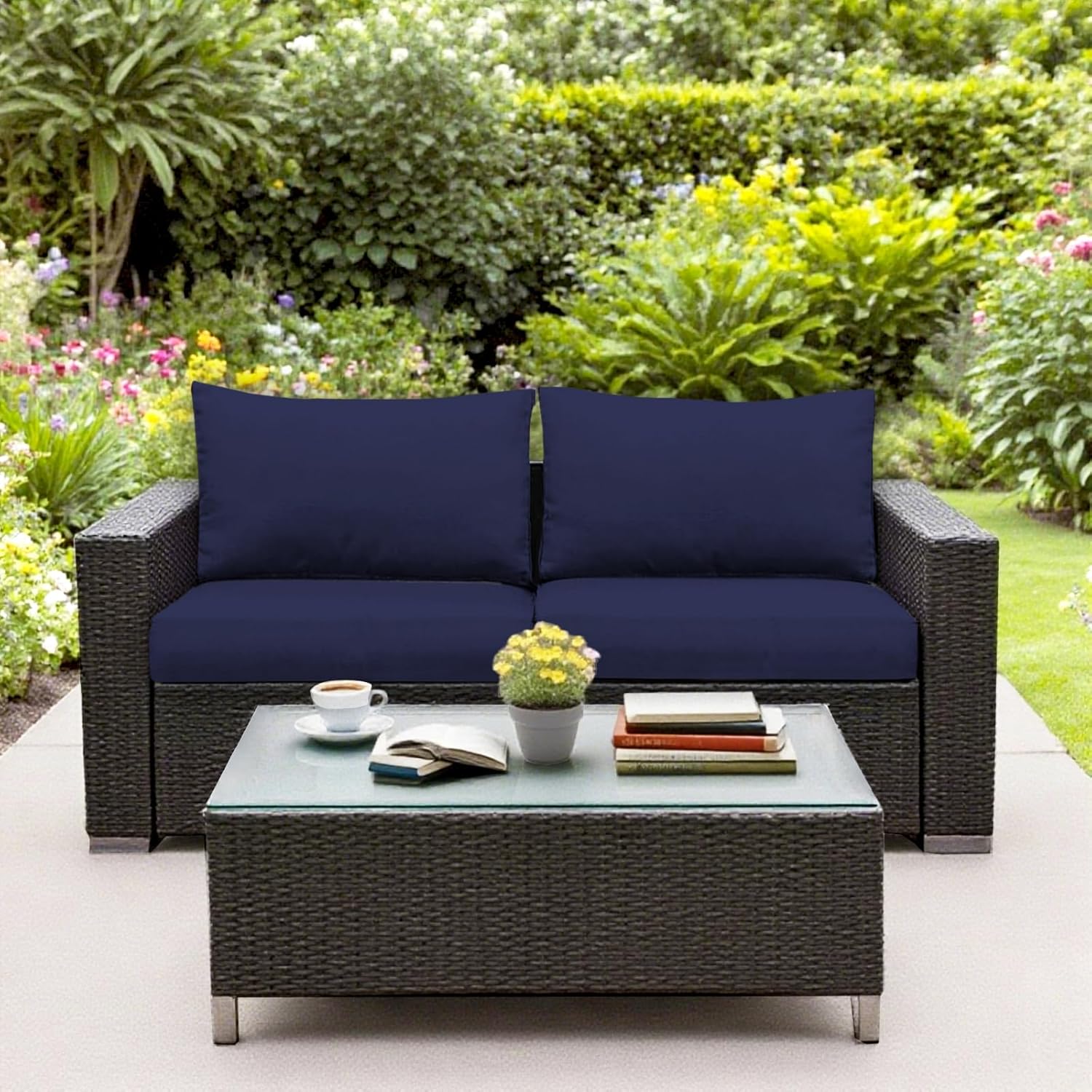 SK Studio 8Pcs Outdoor Cushion Covers Waterproof, Stretch Cushion Covers Replacement for Patio, Sofa Couch Furniture Protector Slipcovers Set, White