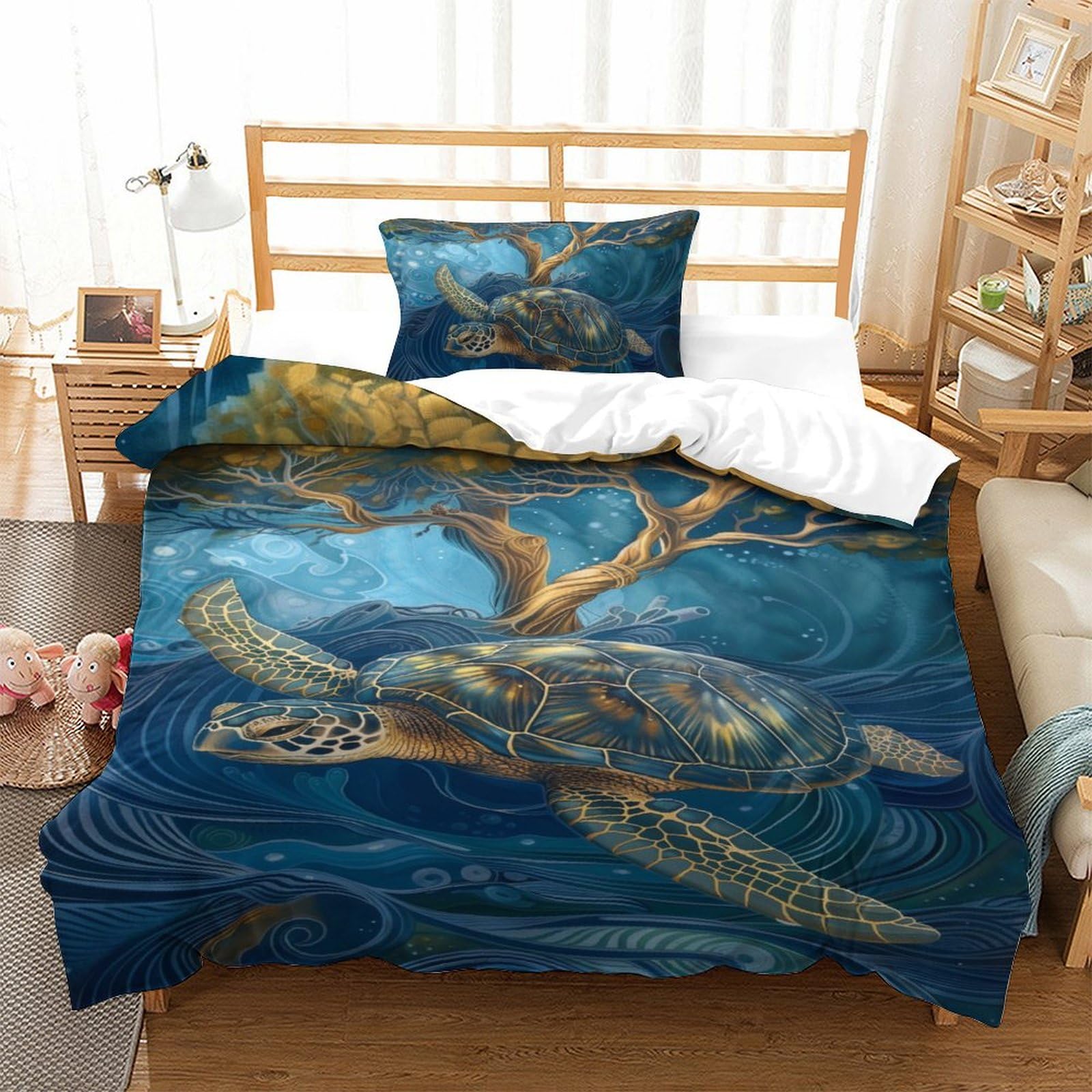 La Tortue ensemble de literie 3D microfbre 135x200 pour lit simple