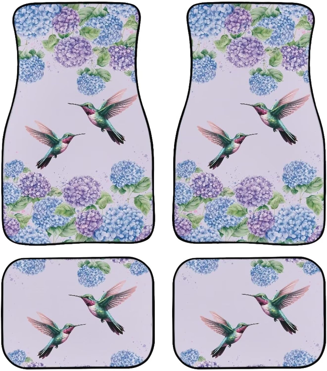 Blue Hummingbird Flower Heavy-Duty Rubber Floor Mats for Cars Universal Fit Full Set Car Floor Mats Fit Most Sedan, SUV, Truck Floor Mats