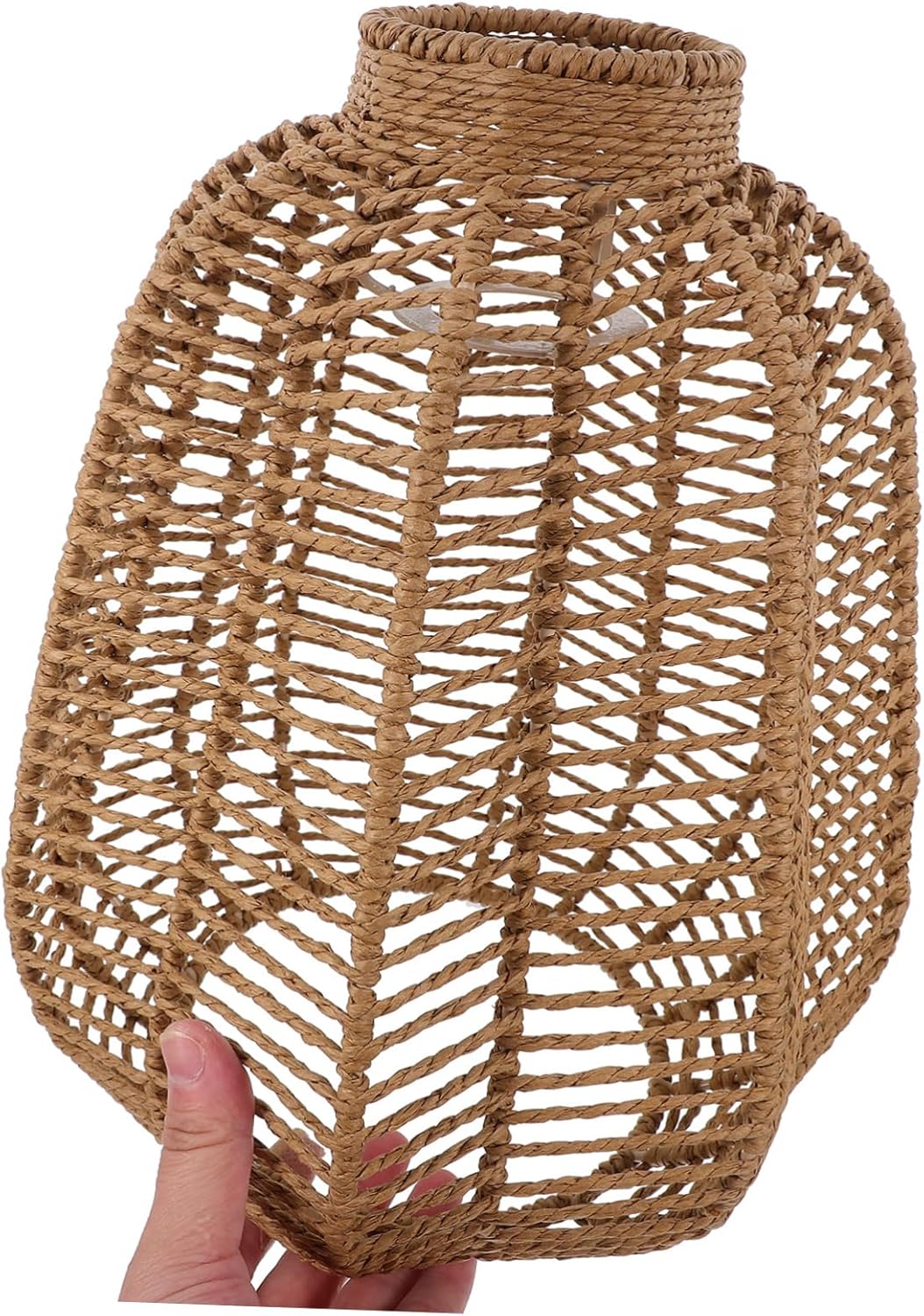 DOITOOL Rattan Woven Lamp Shade Pendant Light Cover Rustic Decorative Lampshade for Ceiling Lights Coffee Easy to Install Lightweight Natural Atmosphere