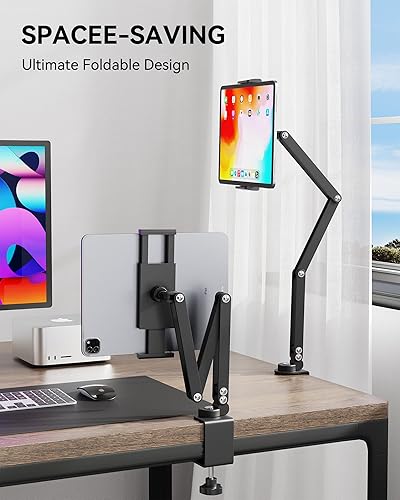 Miniatura 3 de Soporte plegable y flexible para tablet para escritorio, soporte de brazo ajustable de 360° para iPad, soporte portátil para monitor de 15.6,