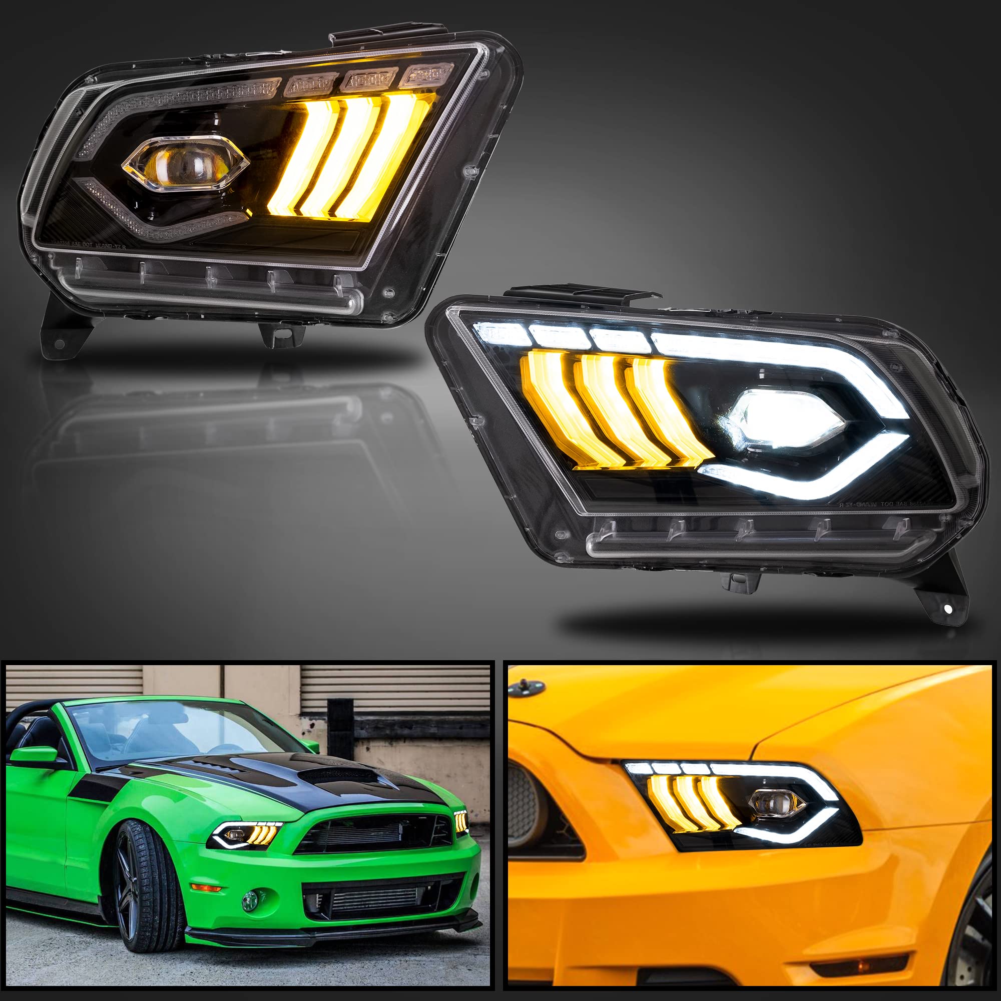 Buy VLAND Black Housing LED Headlights Assembly For Ford Mustang 2010