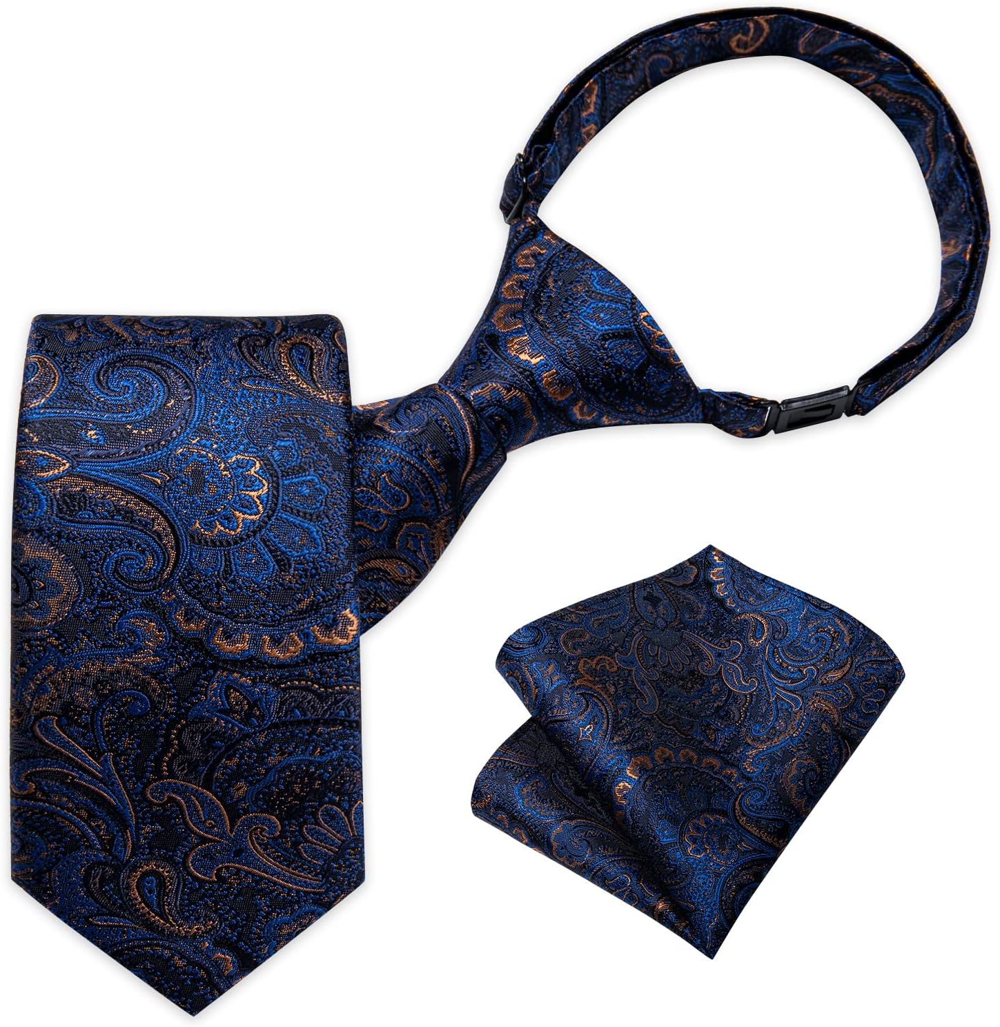 DiBanGu Boys Pre-tied Neckties and Pocket Square Set Adjustable Strap Tie for Kids Wedding Party Graduation School Uniforms