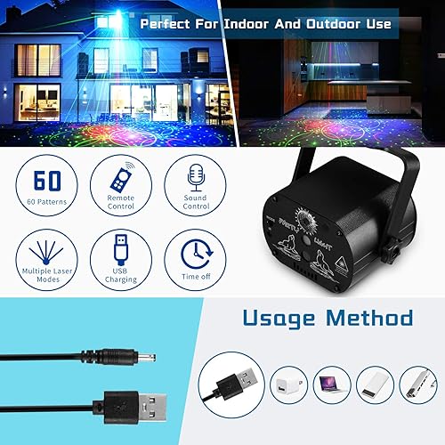 Miniatura 5 de POCOCO Luces inalámbricas para fiesta de DJ, luz láser para escenario, fiesta de discoteca, cumpleaños, boda, Halloween, festival de Navidad