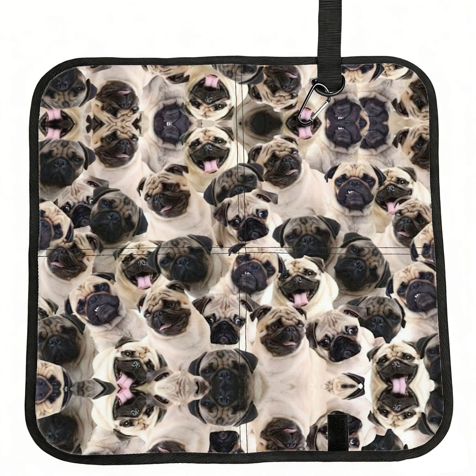 OKFSTY Cute Pug Print Fold Away Seat Cushion Portable Outdoor Pad Polyester Bleacher Bench Mat Travel Picnic Pad