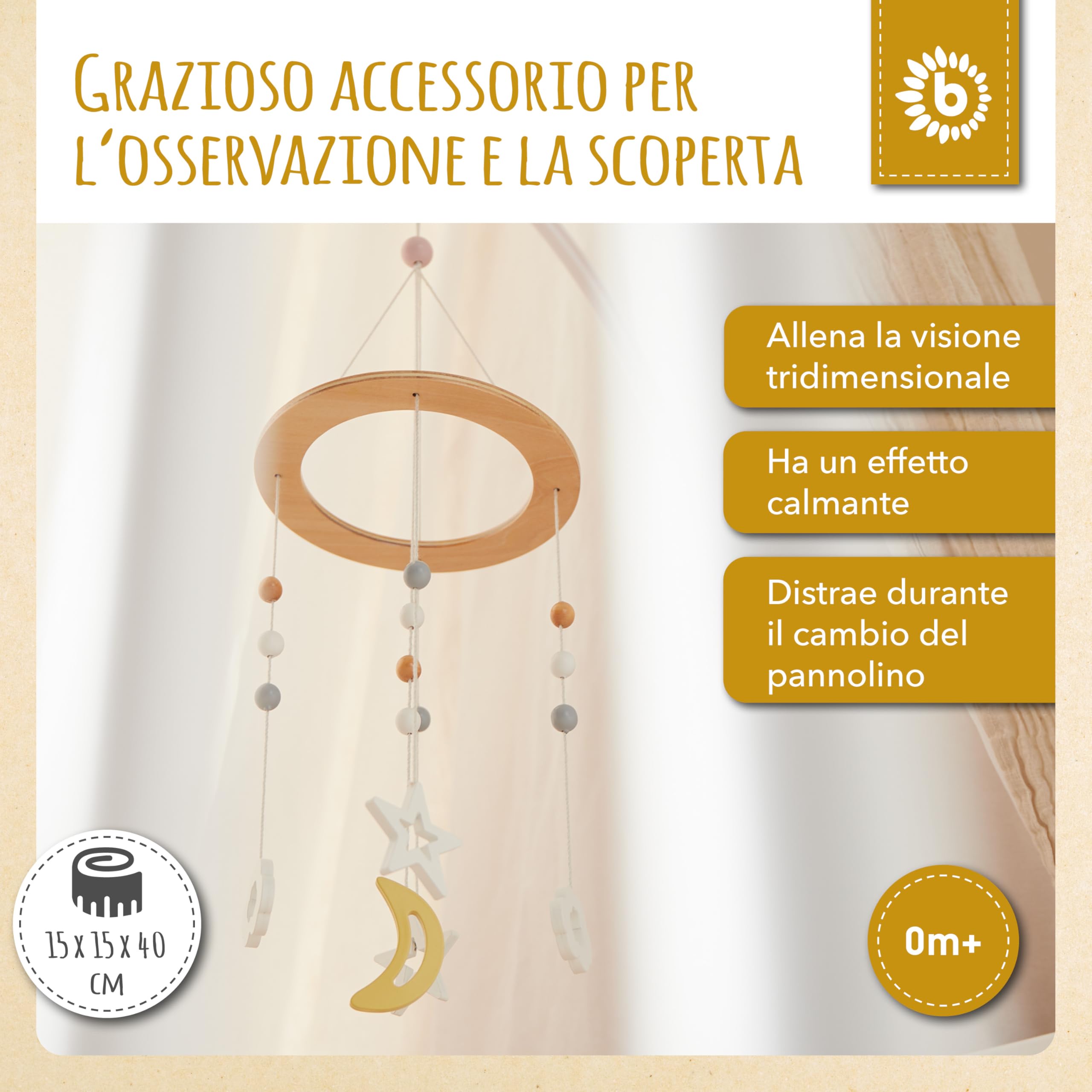 Bieco | Giostrina Culla Neonato in Legno | Decorazioni Cameretta | Carillon