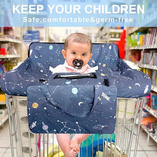 Miniatura 62 de Funda negra para carrito de compras para bebé, funda para silla alta 2 en 1 con arnés de seguridad, fundas multifuncionales con patrón de margaritas