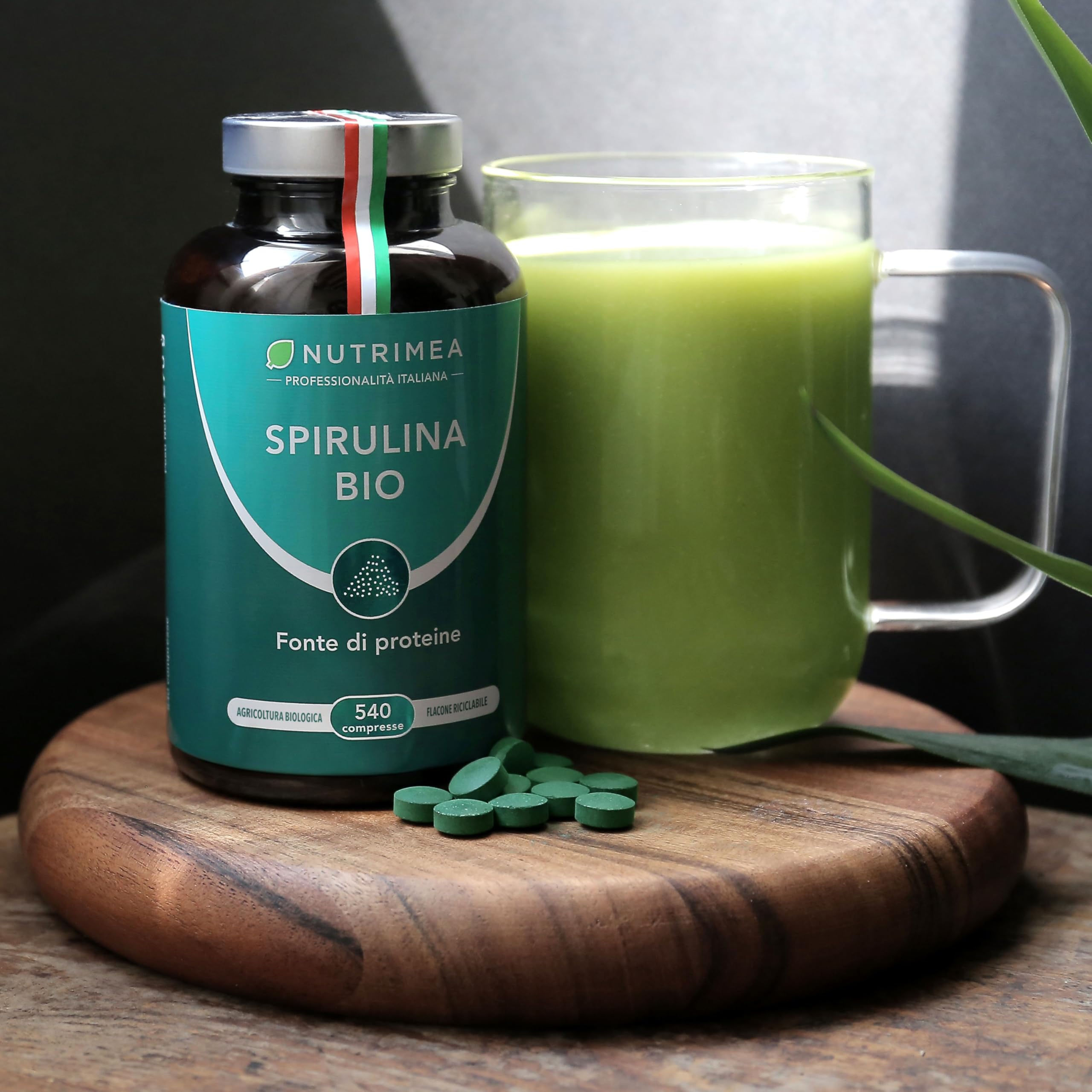 SPIRULINA BIOLOGICA PURA | 540 Compresse | 1500 mg | Ricca di Proteine, Ficocianina, Vitamine e Minerali | Energia e Difese Immunitarie | 100% Naturale | Nutrimea