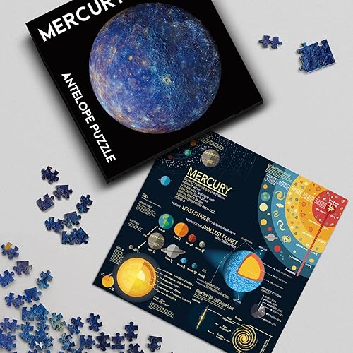 Miniatura 5 de Antelope - Rompecabezas de mercurio de 1000 piezas para adultos, rompecabezas de planeta espacial con círculo redondo, sistema solar, alta