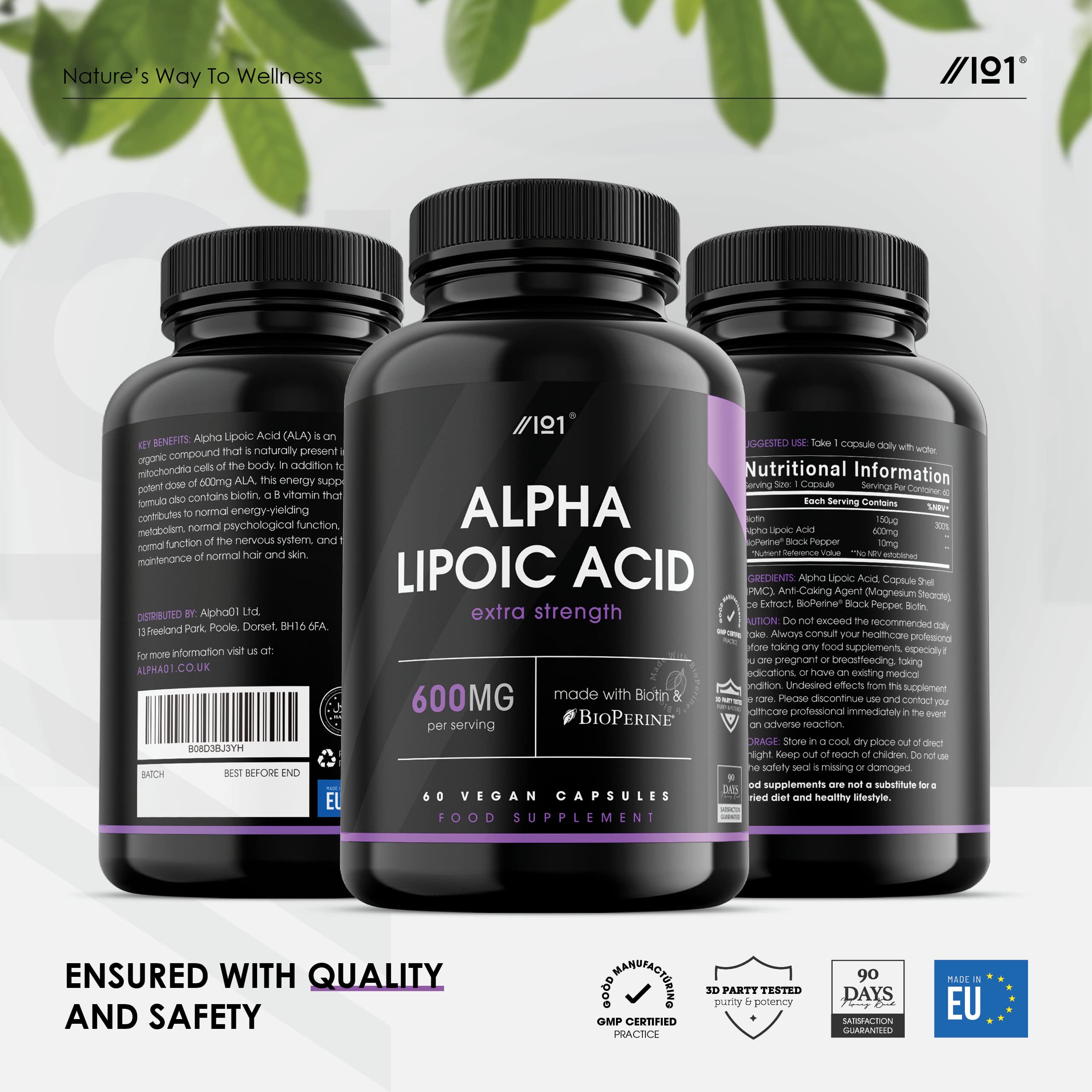 Buy Alpha Lipoic Acid (ALA) 600mg Made with Biotin & BioPerine® 60