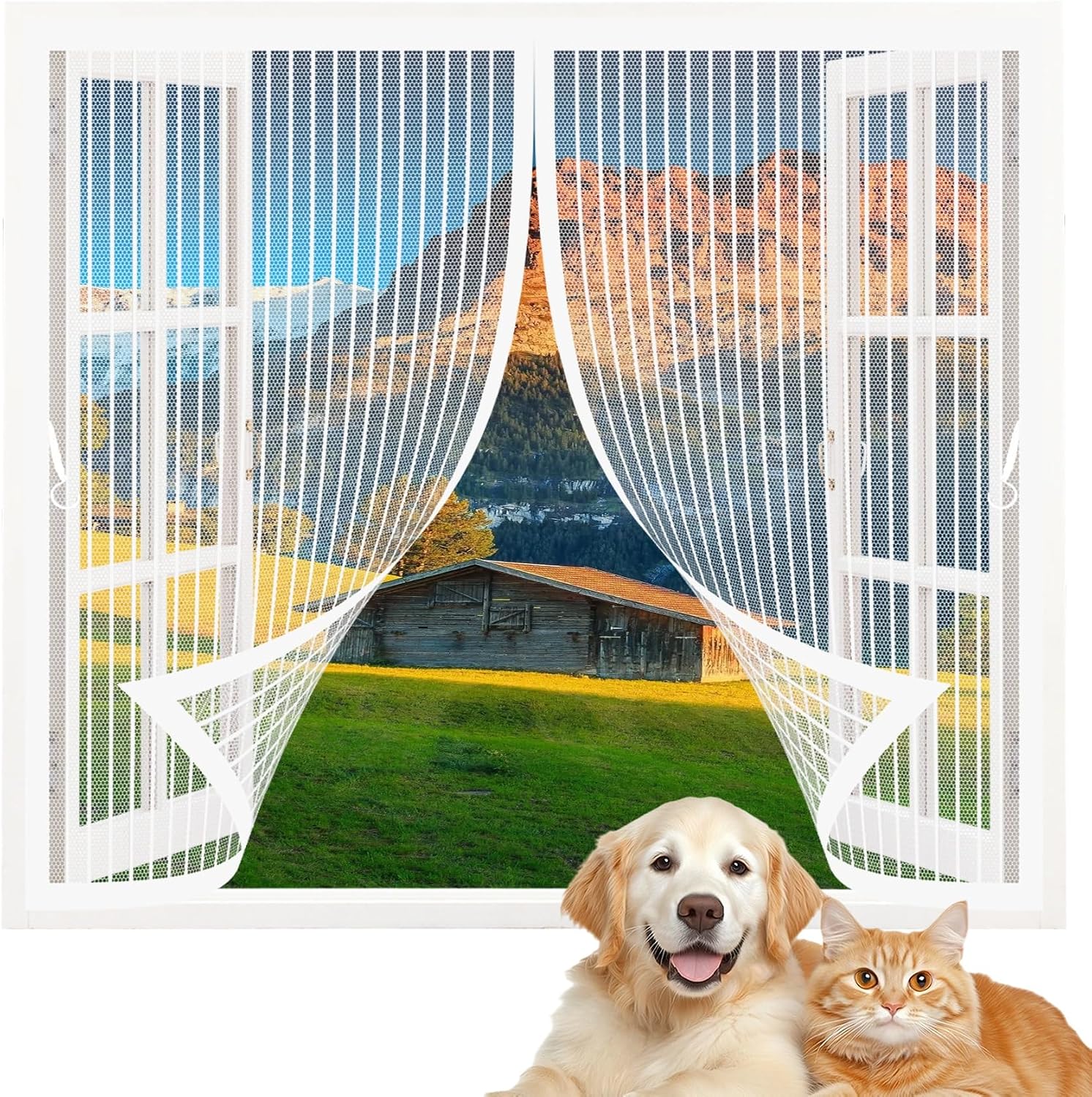 Magnetic ct Screen 50x50 cm Automatic Closure Top Adjustable for Terrace & Bedroom White Easy Installation t for Home & Garden Protection