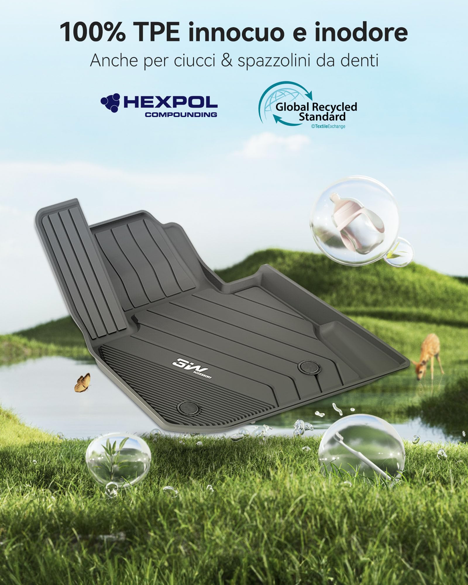 3W Set 4 di Tappetini per BMW X3 G01 2018-2024/iX3 G08 2021-2025 in Thorex™ e Tappetino per Bagagliaio su Misura, Facile da Pulire Tappeti per Auto Resistente e Tappeto Bagagliaio Antiscivolo