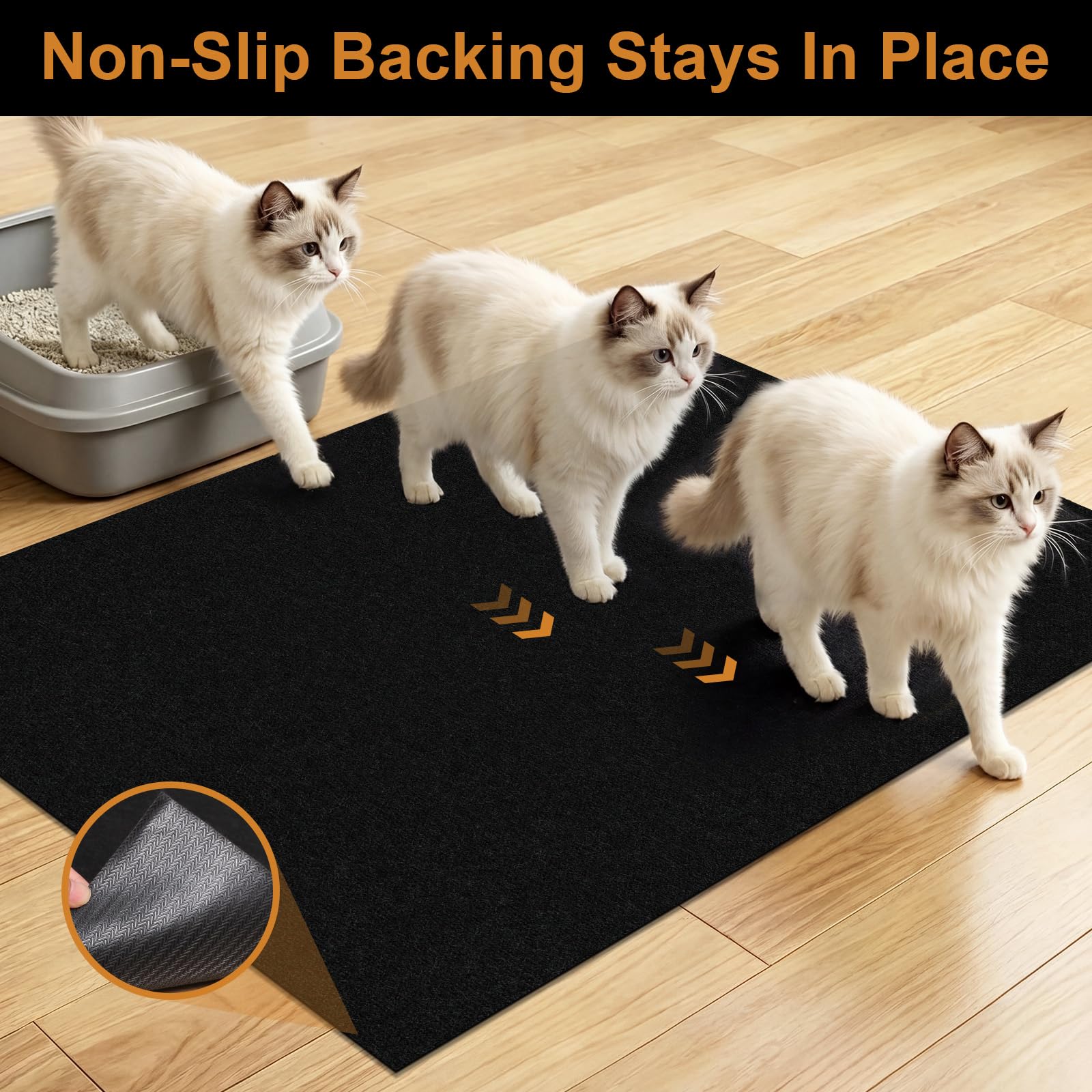 Extra große Katzenstreumatte, 121,9 x 182,9 cm, rutschfeste Gummimatte für mehrere Indoor-Katzen, rutschfeste Katzenstreu, leicht zu reinigen, Jumbo-Größe, sauber für den Innenbereich, Bodenfang