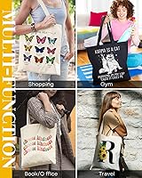 Vista 8 de AUSVKAI Bolsa de lona estética linda para mujeres, bolsa de comestibles universitaria, tela de algodón, para la playa, regalo