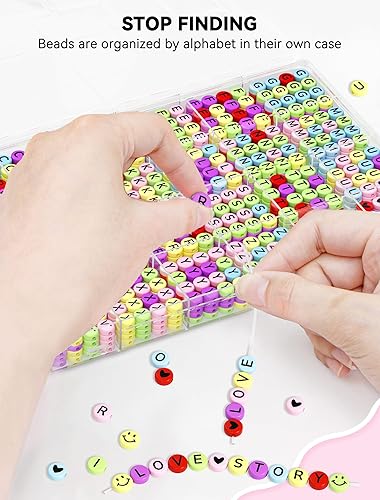 Vista 3 de ARTDOT Kit de fabricación de pulseras de amistad con 1400 piezas de cuentas de letras, surtido de 28 estilos, suministros para hacer joyas, juego