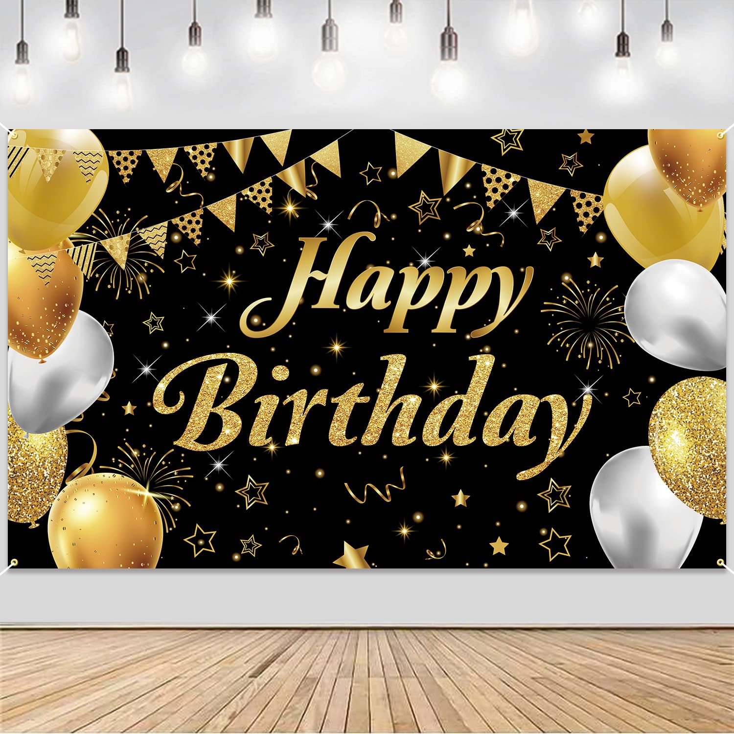 Happy Birthday Banner - Blue & Silver Party Decor -10 Happy Birthday Banner - Blue & Silver Party Decor -10