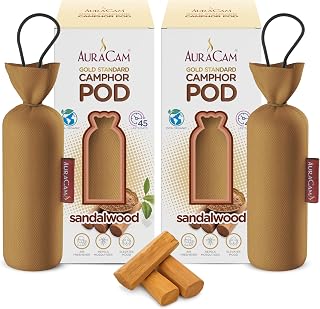 AuraCam Gold Standard Camphor Pod Cone (Sandalwood) - Set of 2 - Pod Air freshener For Room, Car, Bathroom, Office & Toile... Price In India