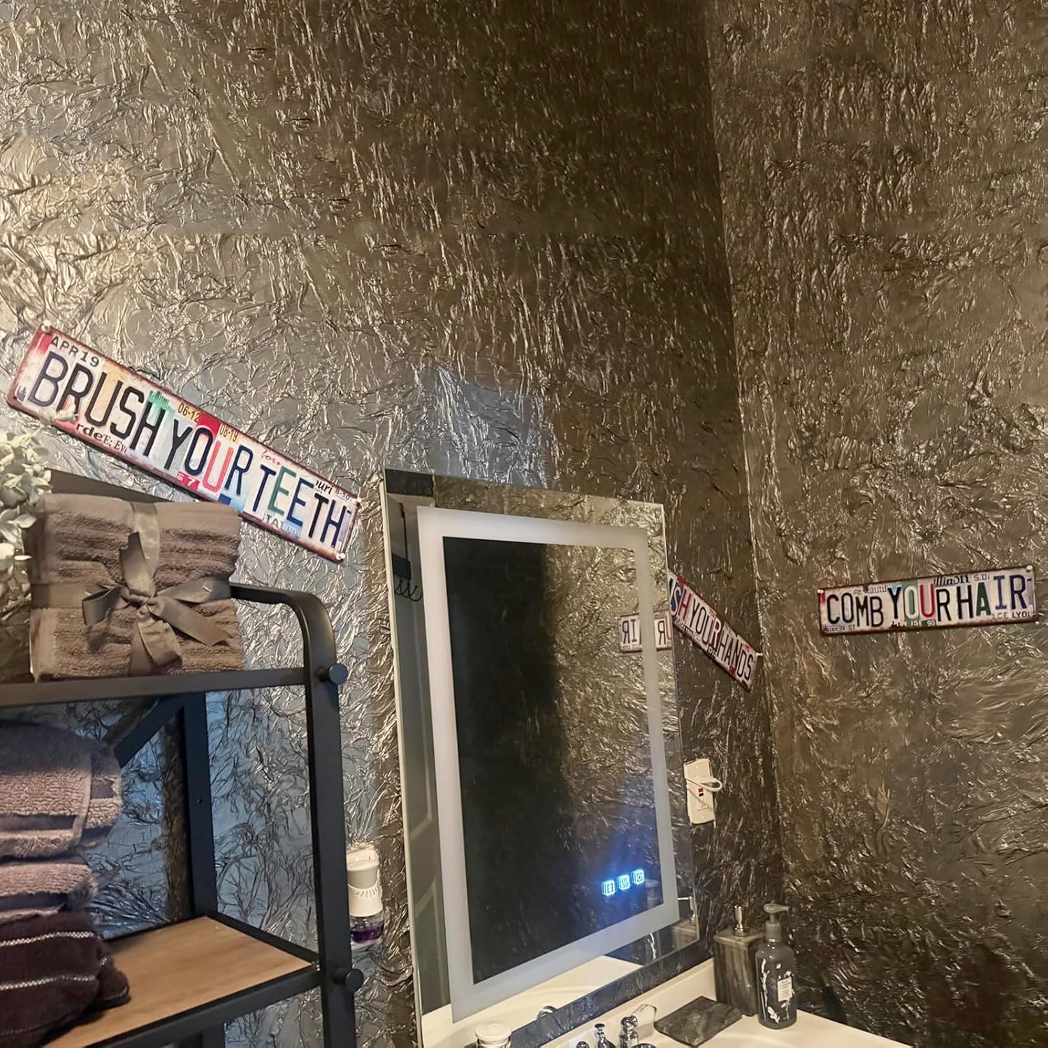 Vintage Street Sign Wall Decor Bathroom Metal Tin Signs 4 PCS - Anything is possible Be amazing today Believe in yourself Never give up - Image 6