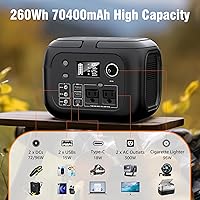Vista 2 de Solar Powered Generator 300W Peak/70400mAh, 260Wh Portable Power Station with Panels 40W Included, Solar Generator with AC Outlet 110V for Home Use