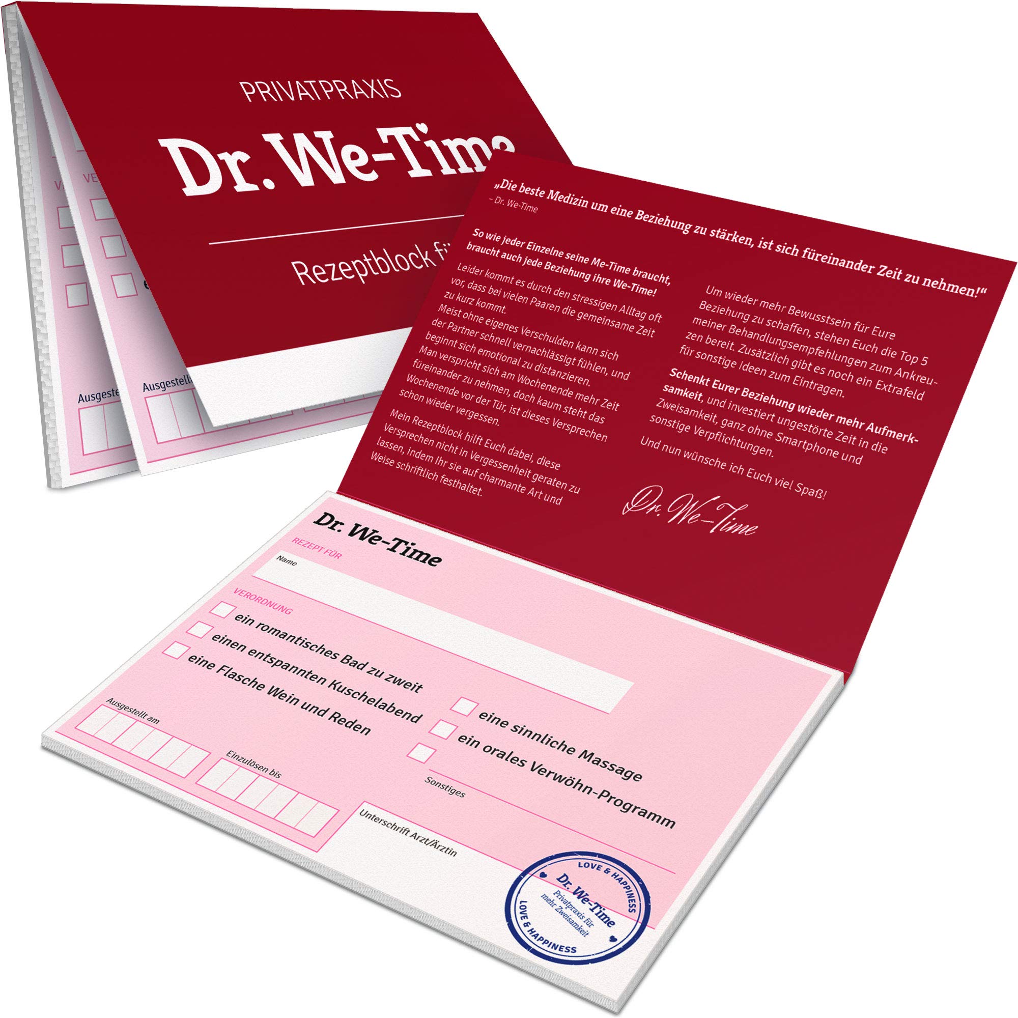 Liebes-Gutscheine für Paare im Rezept-Design - DR. WE-TIME - für mehr Zeit zu zweit - 25 Gutscheine zum Ausfüllen - Ideal als Geschenk