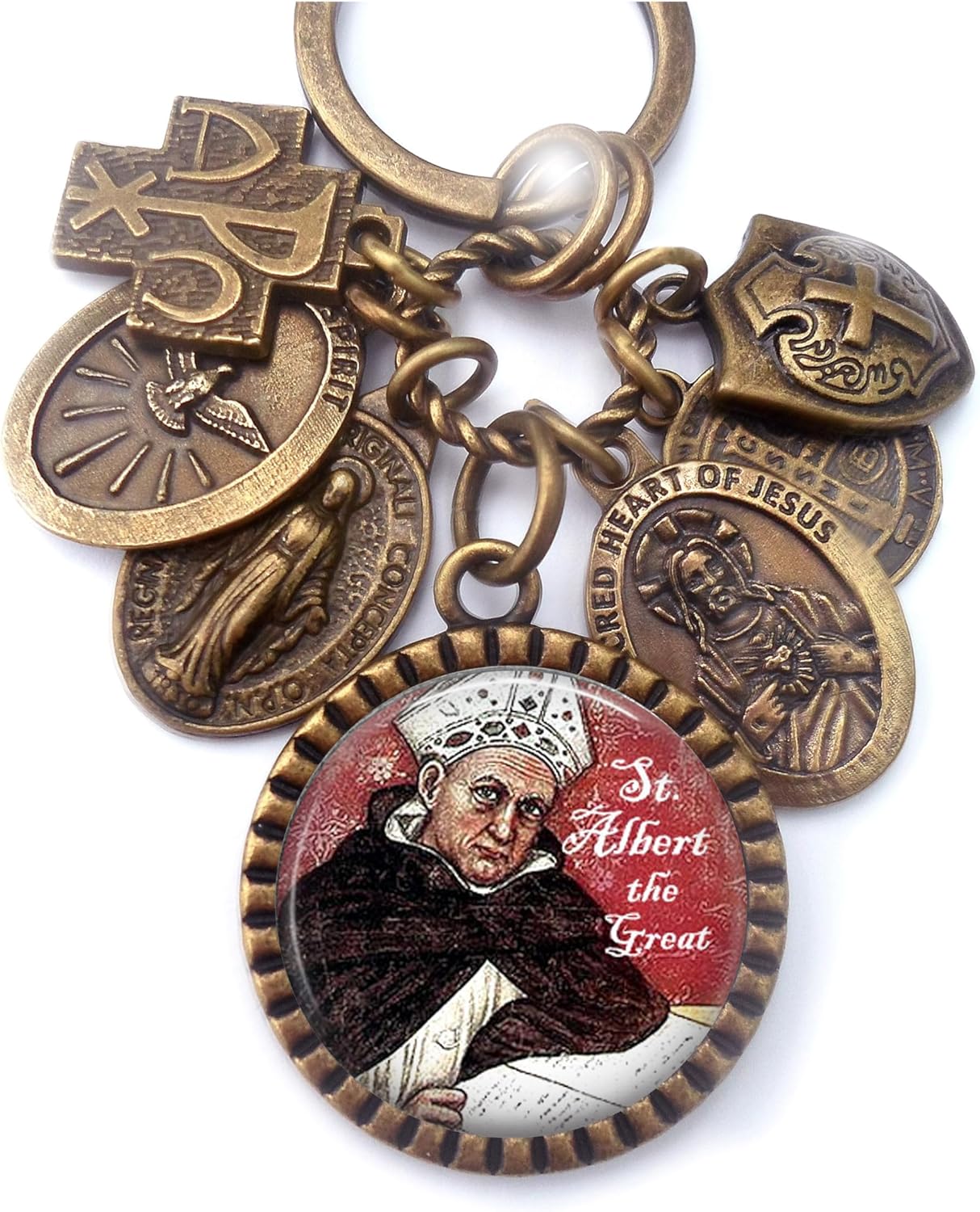 St. Albert The Great Keychain, Necklace or Clip, Patron Saint, Catholic Confirmation Gift