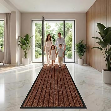 Rugs Inn Rubber Runner Rugs for Hallways - Dirt Trapper Indoor and Outdoor High Traffic Areas, Garages, Storefronts, and Everyday Home Use Carpet Runners Brown, 80 x 150 cm