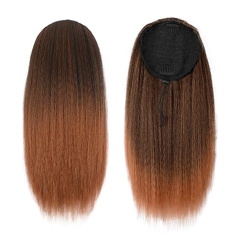 Miniatura 9 de Cola de caballo larga Yaki recta con cordón para mujeres negras, sintéticas, gruesas, negras, extensiones de cola de caballo de 20 pulgadas con clip
