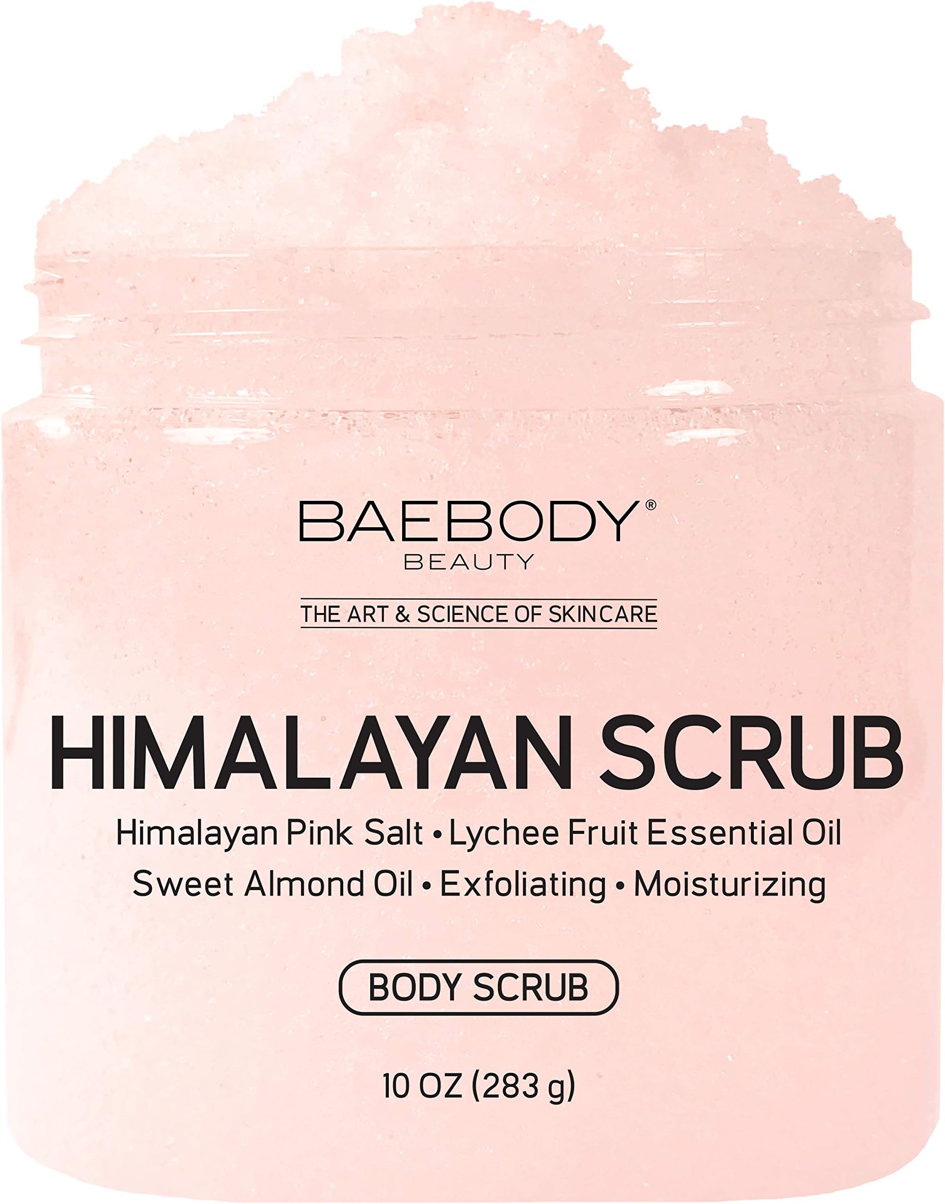 Baebody Himalayan Salt Scrub with Dead Sea Salt, Almond Oil & Vitamin E, 10 Ounces