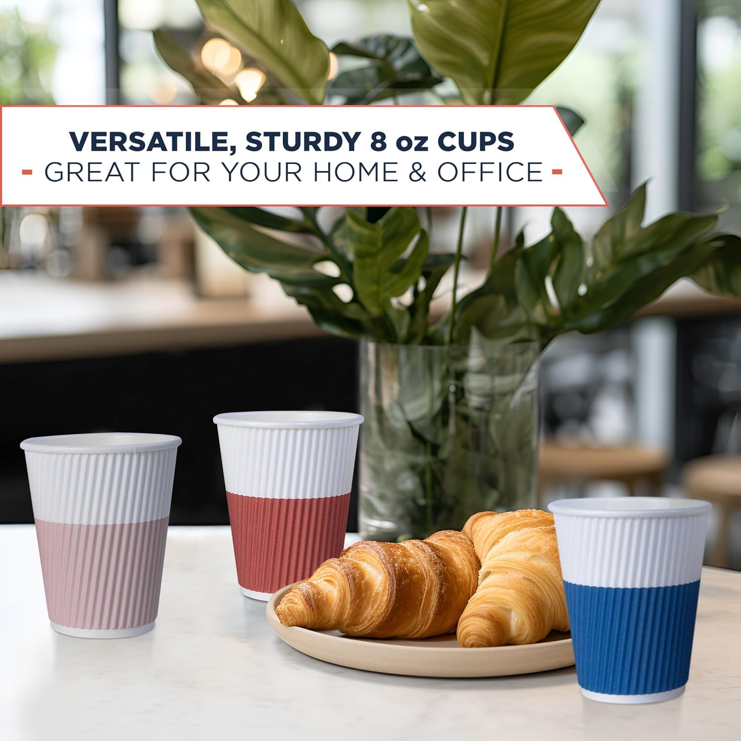 Paper Cups 8 oz [120 pack] - Biodegradable Compostable Disposable Coffee Cups, No Lids. To Go Coffee Cups 8oz, Ripple Insulated. Mini To Go Cup For Tea. Party, Bathroom (Fall) - Image 4