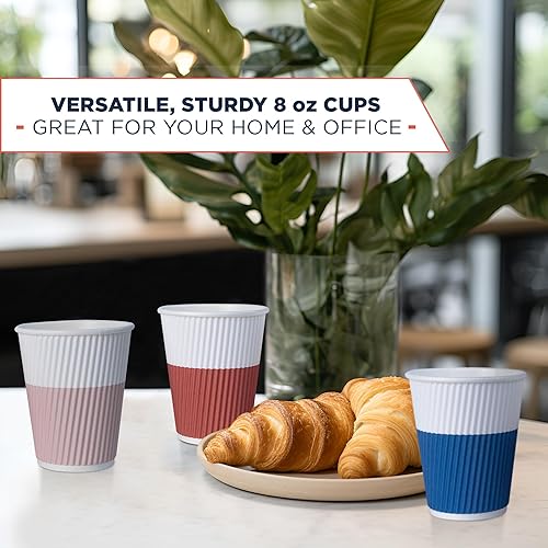 Miniatura 10 de Vasos de papel de 8 onzas paquete de 120  Tazas de café desechables biodegradables compostables, sin tapas. Tazas de café para llevar de 8 onzas,