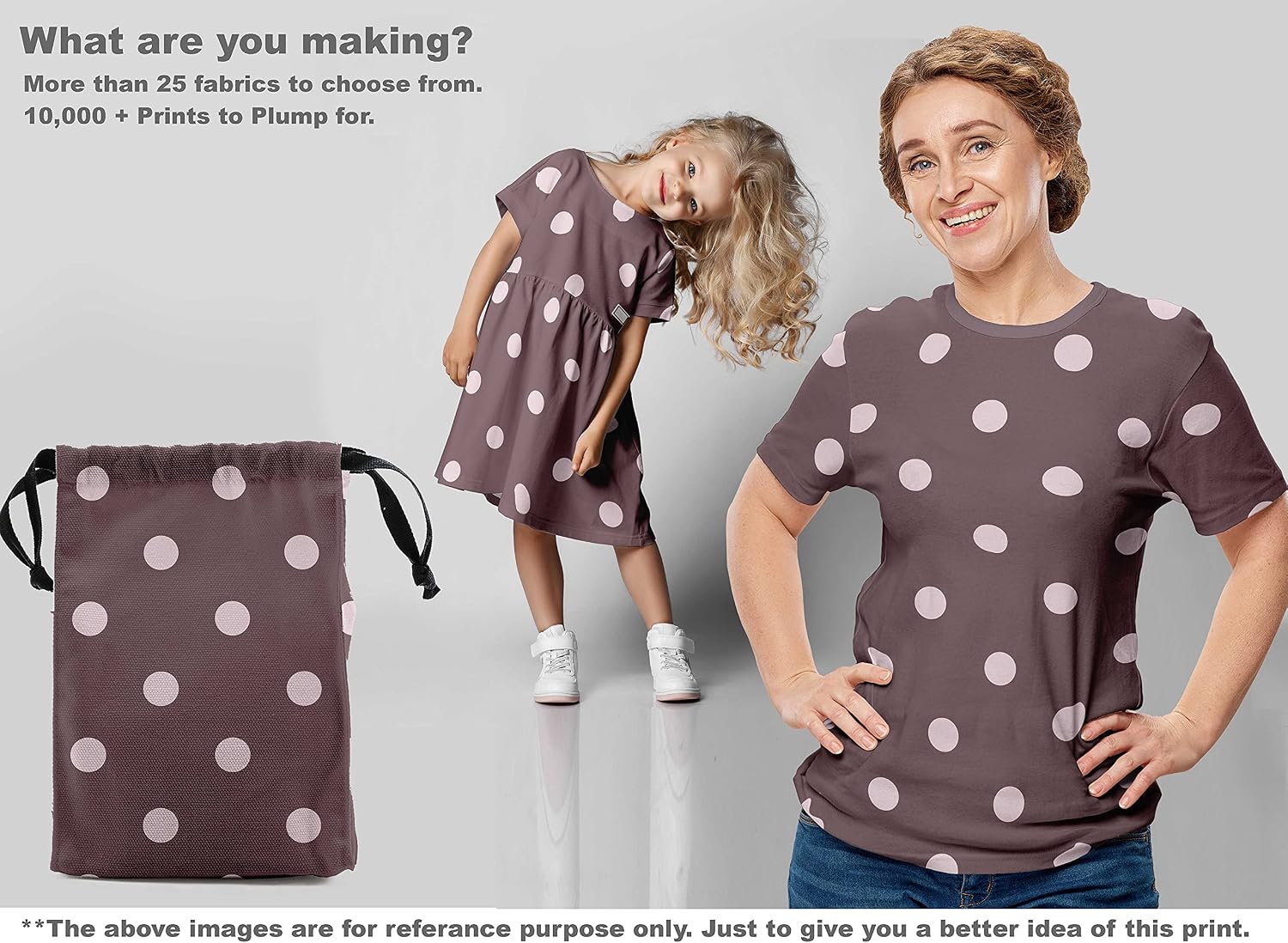 oneOone Viscose Chiffon Dusty Brown Fabric Polka Sewing Material Print Fabric By The Yard 42 Inch Wide
