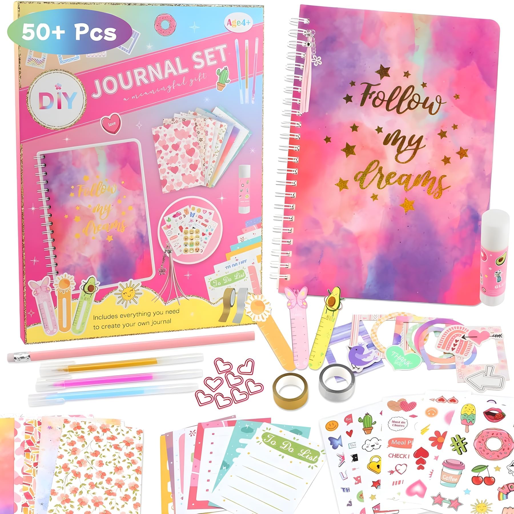 DIY Journal Set for Girls - Gift for Girls Ages 8-12 Year Old,Journaling Kits for Tennage, Scrapbook & Diary Supplies Set,Brithday Gifts for Teen Grils