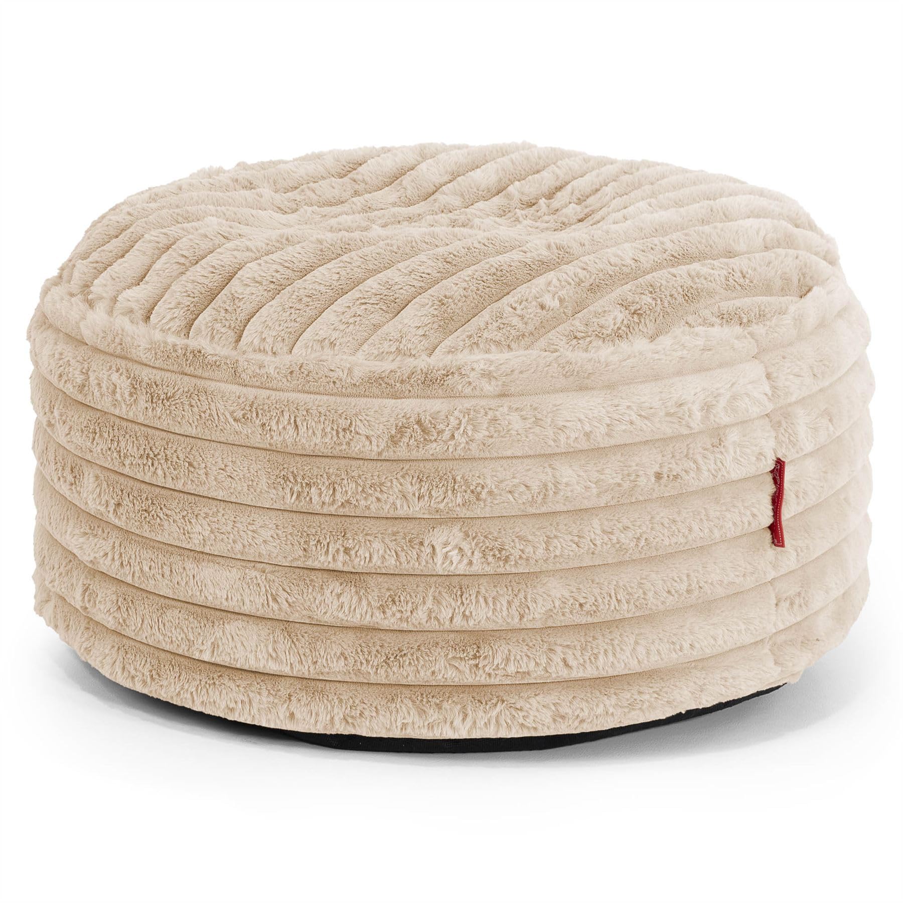 Lounge Pug Round Footstool Bean Bag Pouffe Ribbed Corduory, Large Ottoman Foot Rest, Ultra Plush Cord Peach — image 1