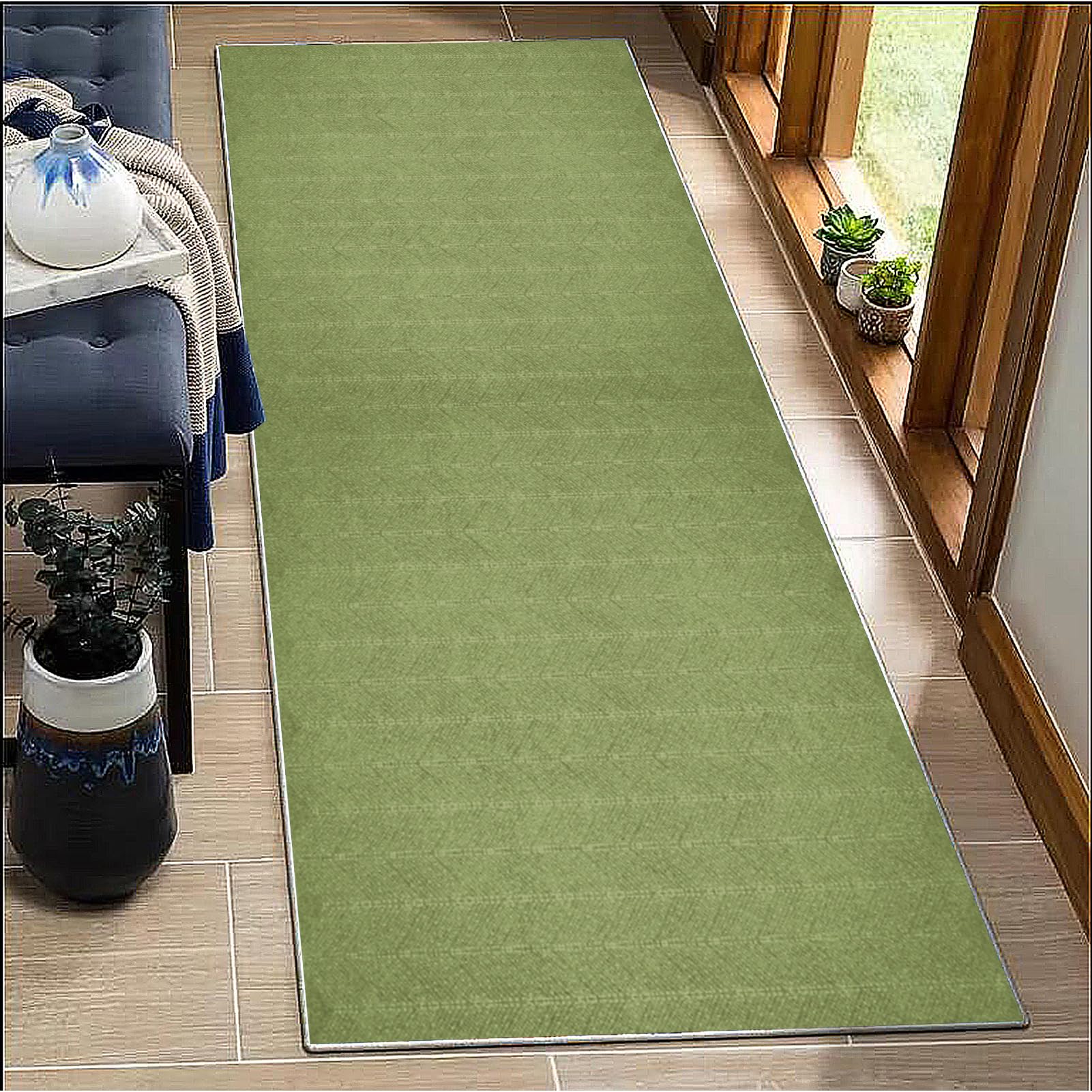 Long Carpet Runners for Hallways Non Slip 120x500cm Washable light green Runner Rugs Kitchen Runner Absorbent Door Mats Hallway Hall Runners Narrow Rugs for Entrance Bedroom Hallways Living Room