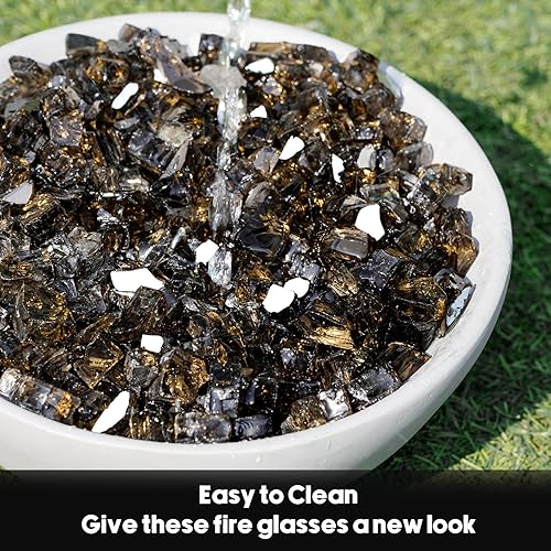 Miniatura 142 de Skyflame 4.53 kg de vidrio resistente al fuego, de 1.27 cm, de brillo intenso para paisajismo de chimenea, lugar para fogatas, Platino reflectante