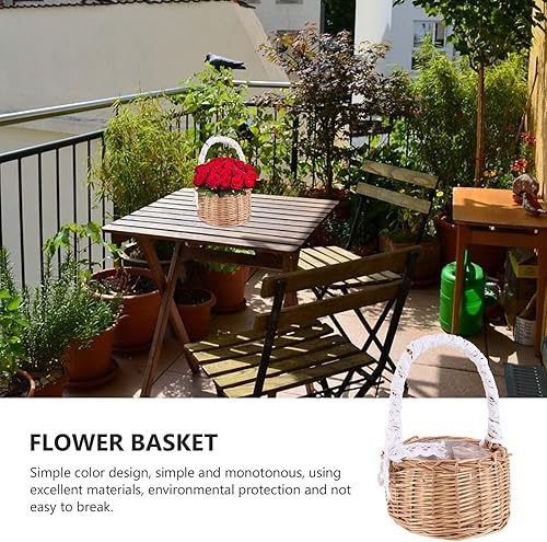 Miniatura 8 de Yardwe Cesta de flores de ratán mini cesta de picnic cesta de frutas tejida cesta de almacenamiento tejida cesta de flores vacía flor niña cesta de