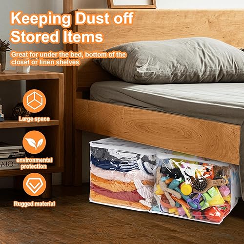 Miniatura 5 de Organizadores transparentes con cremallera de 12 x 12 x 12 pulgadas, bolsas con asas, cubo de almacenamiento, bolsas de almacenamiento para ropa,