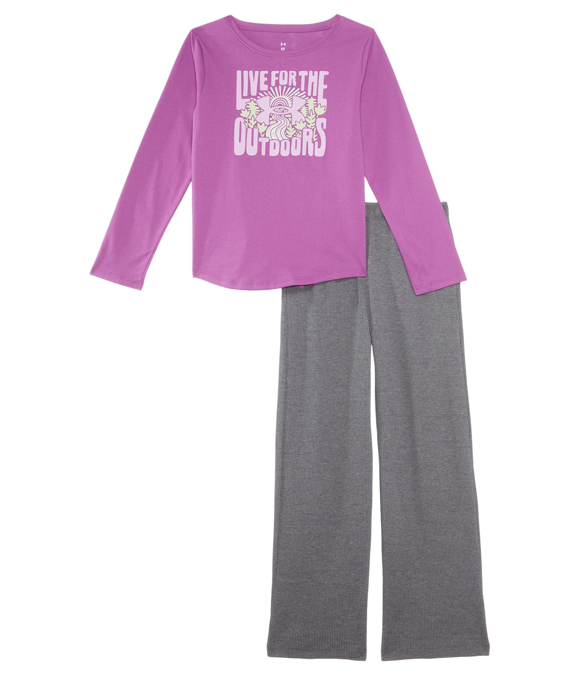 Under Armour Long Sleeve Shirt Legging Set, Durable Stretch And Lightweight Abbigliamento (Pacco da 2) Bambine e Ragazze