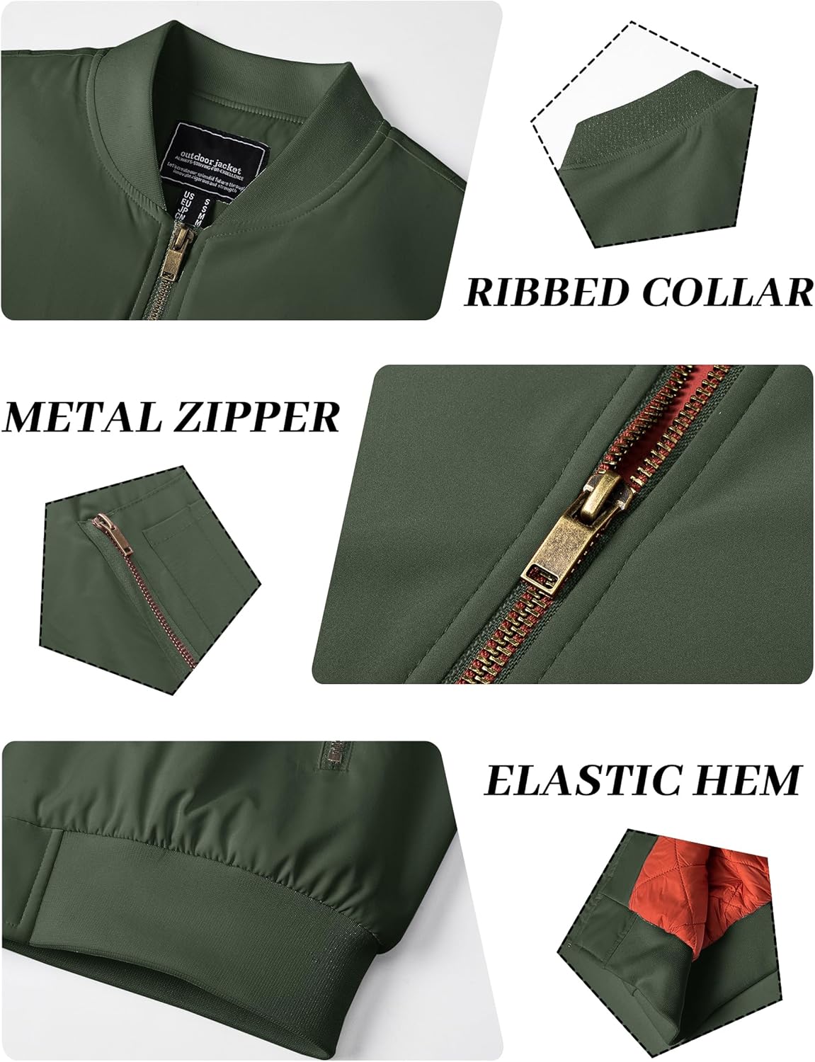 KEFITEVD Bomber Jacket Men Winter Coats Full Zip Windbreaker Mens Jackets Casual Work Coats - Image 7