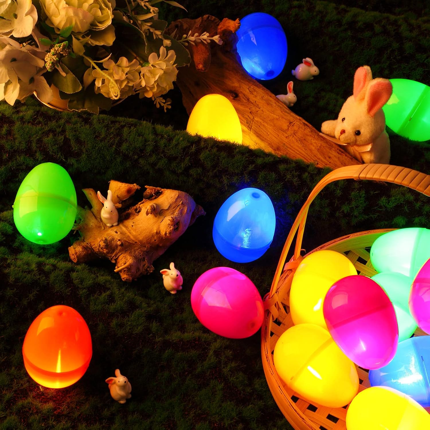 48 Hours Glow Easter Eggs Bulk Party Favors for Kids, Glow in the Dark Eggs Party Supplies with Fillable Plastic Easter Eggs and Multicolor LED Balloon Lights for Glow Decoration (144 Pcs)