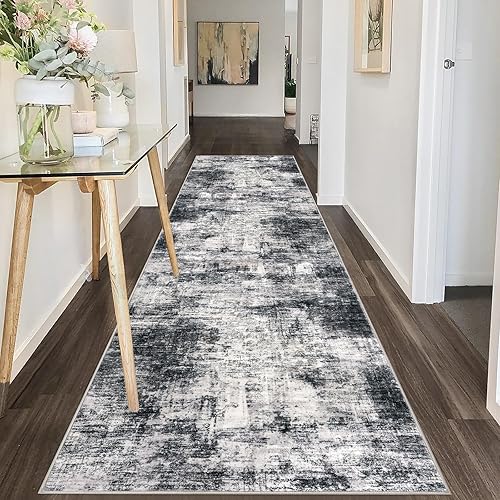 Miniatura 465 de IOHOUZE Alfombra pequeña abstracta de 2 x 3 pies, alfombra de entrada lavable para entrada interior, alfombras con respaldo de goma, alfombra gris