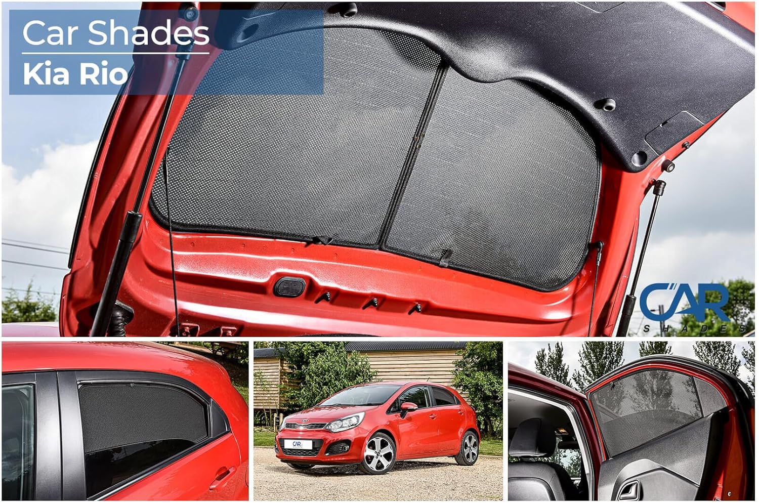 Set of Car Shades Compatible with Kia Rio 5 Doors 2011-2016 (4-Pieces)