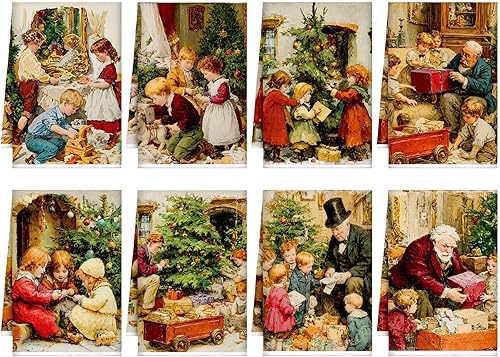 8 paños de cocina de Navidad, paños de cocina de Navidad, paños de té retro, decoración de baño para fiesta de Navidad, decoración del hogar, baño,