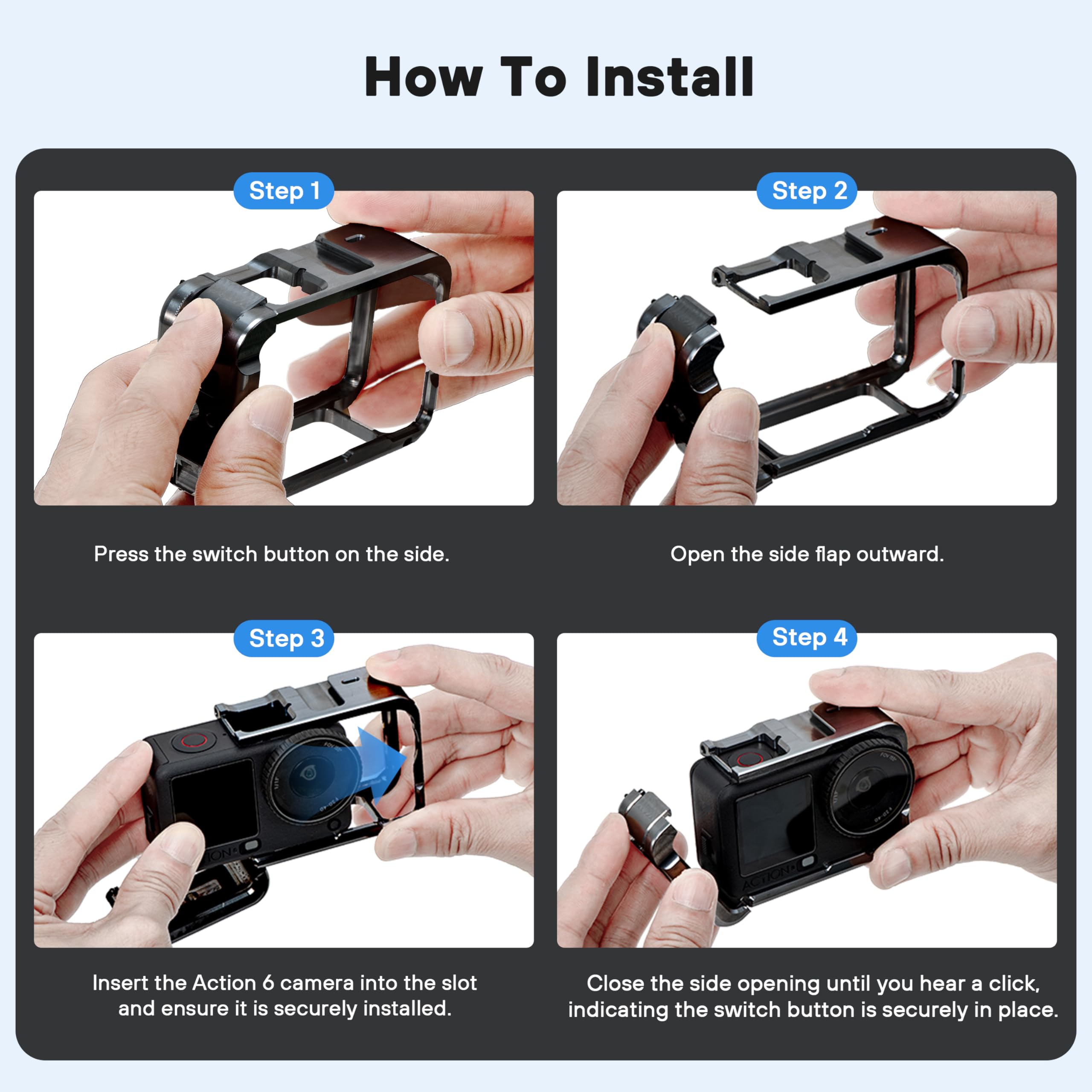 Osmo Action 6 klatka na aparat dla DJI, klatka ochronna do DJI Action 6, ramka ochronna do DJI Osmo Action 6