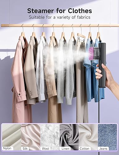 Miniatura 4 de Vaporizador para ropa, potente plancha de vapor portátil de 1200 W, calentamiento rápido de 15 segundos, tanque de 3.5 fl oz, vapor continuo de 20